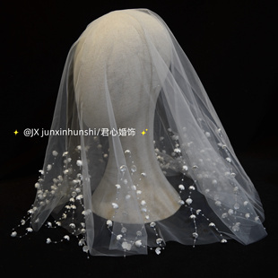 君心家 J138铃兰花头纱圆形盖头纱直径一米新娘创意轻纱造型头饰