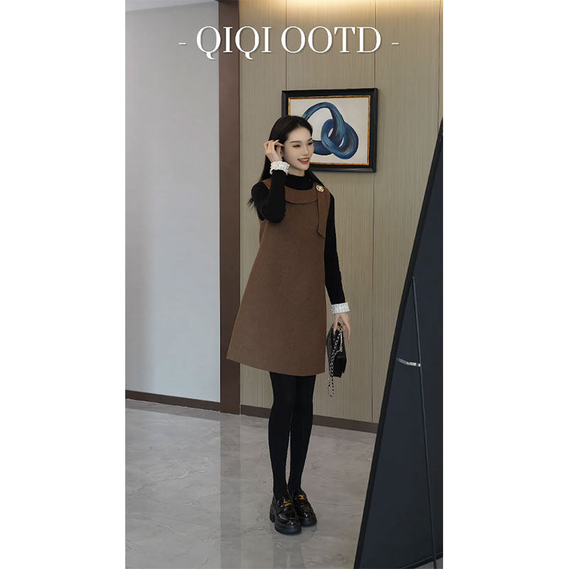 柒院家大码女设计感气质圆领钉珠背心连衣裙2025冬宽松显瘦中长裙,女装/女士精品,连衣裙,淘宝优惠券,粉丝福利购,淘宝优惠卷