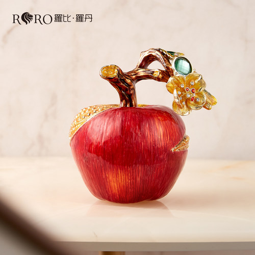 罗比罗丹 《平安喜乐》A 摆件创意珐琅彩苹果摆件家居饰品