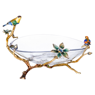 罗比罗丹雅致果盘珐琅彩工艺水果盘创意家居软装饰品玄关摆件