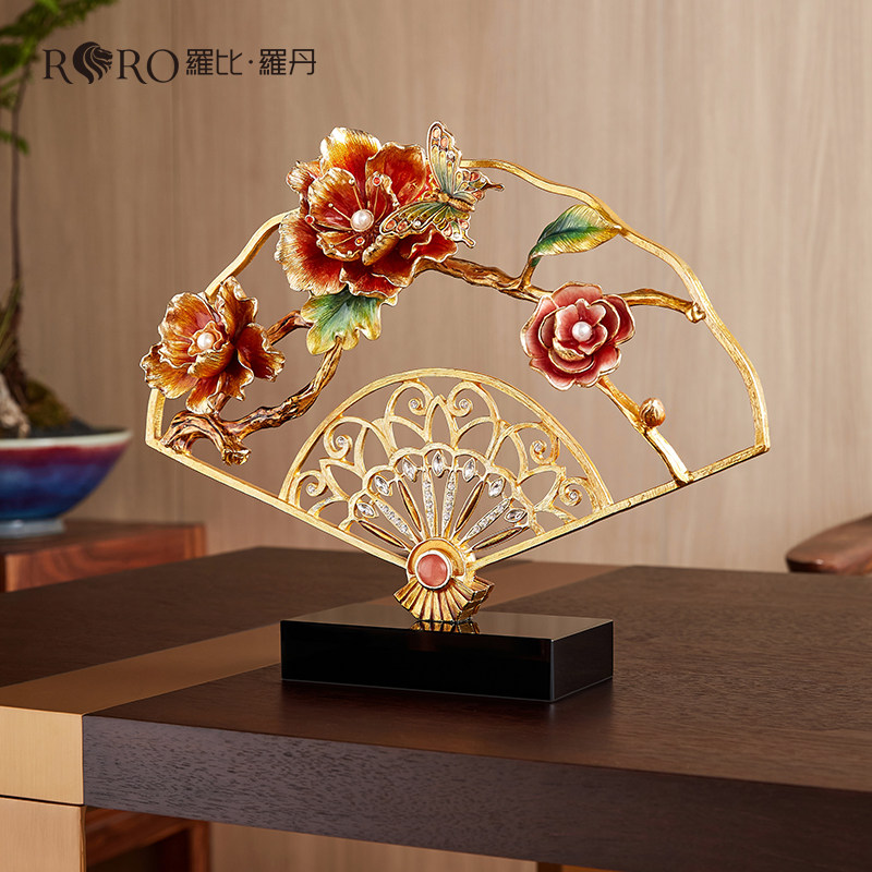 罗比罗丹新中式家居装饰品 富贵吉祥合金几何造型玄关摆件
