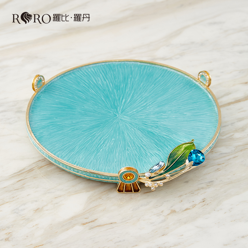 罗比罗丹《锦上添花》托盘珐琅彩工艺家居小摆件软装饰品