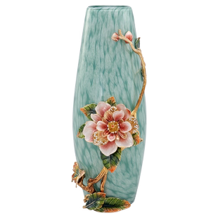 罗比罗丹绽放花瓶珐琅彩工艺玄关家居摆件新中式家居饰品