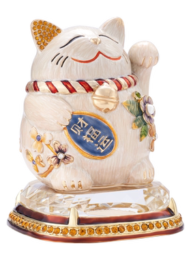 罗比罗丹珐琅彩工艺招财猫摆件