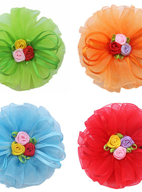 6.1儿童节表演发饰红色头花发夹小女孩舞蹈头饰彩色花朵发卡黄色