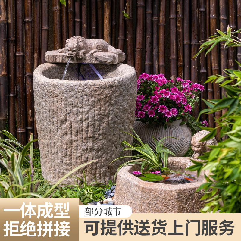 掬涵新中式禅意盘龙流水摆件庭院别墅户外循环水鱼缸景观造景装饰