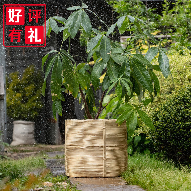 掬涵仿藤编花盆花篮水泥花器特大绿植盆器装饰套盆阳台花园