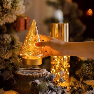 掬涵玻璃小夜灯摆件轻奢LED星星灯网红客厅卧室装饰品酒吧桌面灯