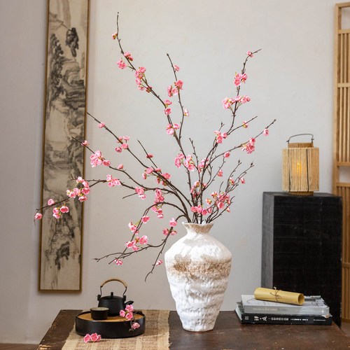 掬涵仿真梅花桃花装饰花艺摆件客厅餐桌玄关电视柜家居摆设假花