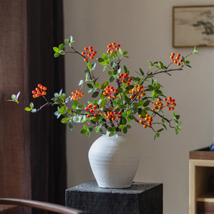 掬涵仿真花海棠果假花摆设客厅餐桌装饰品仿真花艺花瓶插花摆件