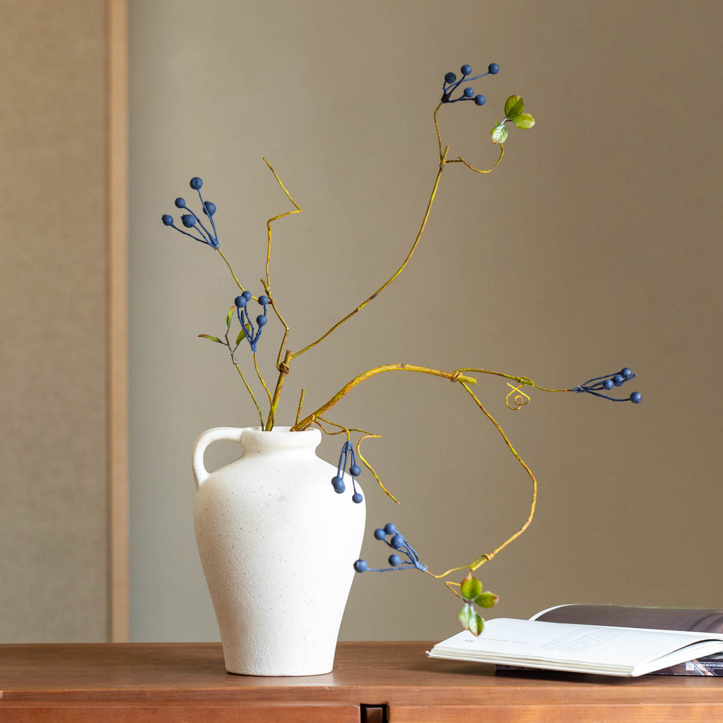 仿真花蓝莓果实干花束摆件轻奢高级感逼真假花客厅家居插花装饰品