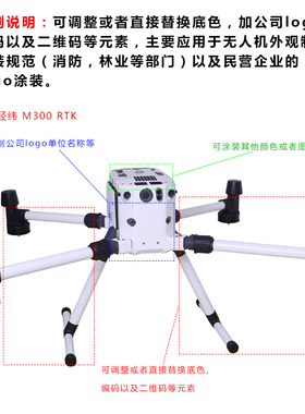 适于大疆M350RTK行业版贴膜M300RTK机身贴膜定制民营企业logo配件