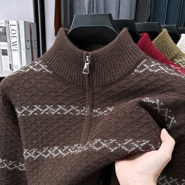 半高领青春活力风套头不易变形长袖针织衫/毛衣