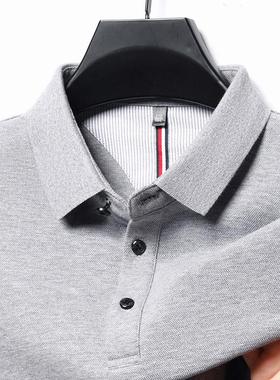 轻奢男士POLO衫长袖t恤plol中年上衣爸爸装春秋季翻有带领纯棉土