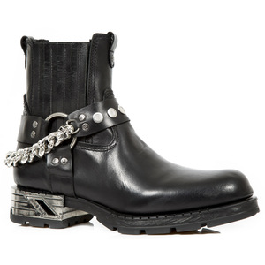 NewRock西班牙进口真皮银链珍藏骑行哈雷摩托短靴男靴MR040-C2