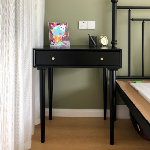 新款 实木梳妆桌书桌一体化妆台北欧办公电脑卧室床头柜小桌子定制