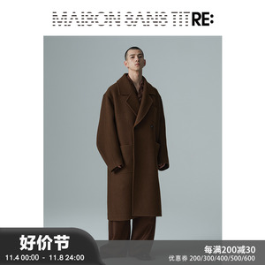 RE: BY MAISON SANS TITRE原创设计咖色大翻领长款廓形毛呢大衣男