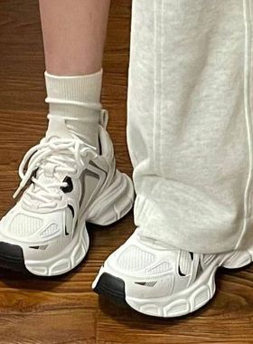 老爹鞋女2025爆款网面休闲跑步运动鞋女百搭厚底透气鞋子ins潮D-4
