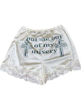 MoKie跨境夏季美式潮流蕾丝纯色性感辣妹时尚休闲朋克短裤