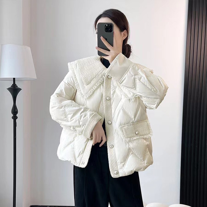 小个子短款羽绒服小香风翻领