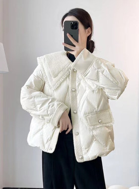 小个子短款羽绒服小香风翻领