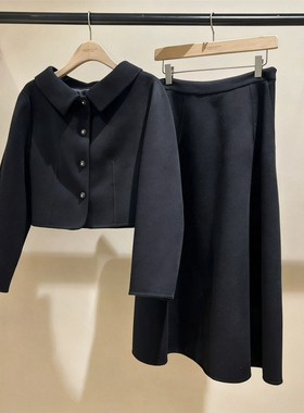 韩国原单25Jillstuart秋冬新款女款短款羊毛大衣外套显瘦气质修身