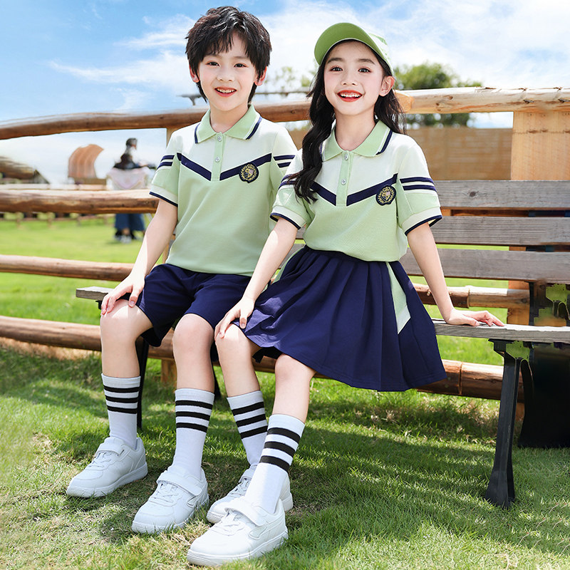 夏季短袖校服套装学生拼接运动服幼儿园六一儿 童表演节园服班服9