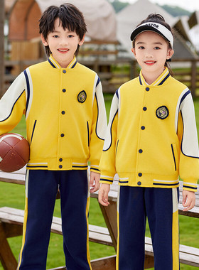 小学生一年级校服套装春秋款三件套纯棉幼儿园园服运动会班服黄色