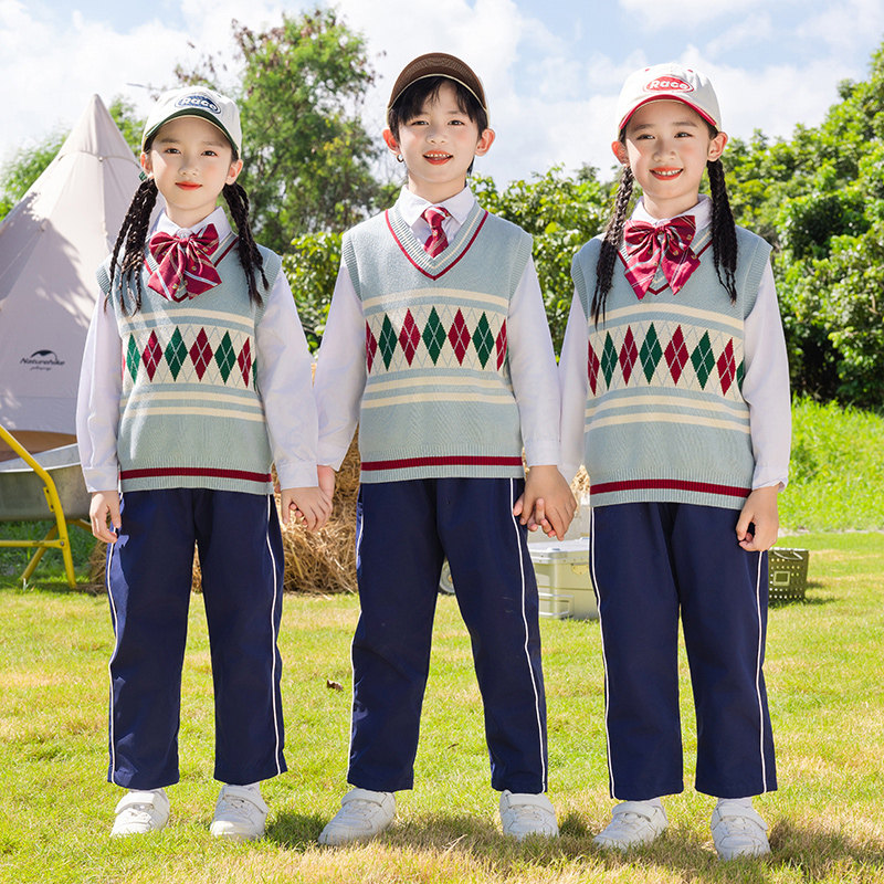 幼儿园园服春秋装校服套装英伦风小学生两件三件套棉毛衣儿童班服