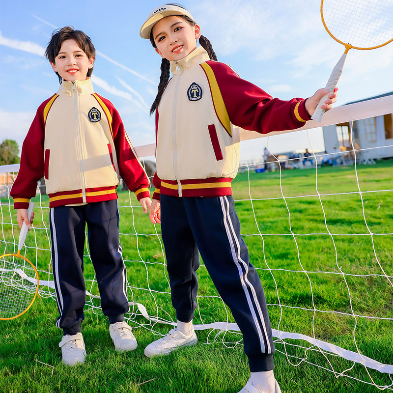 幼儿园园服长袖套装春秋季英伦风三件套小学生校服运动会演出班服