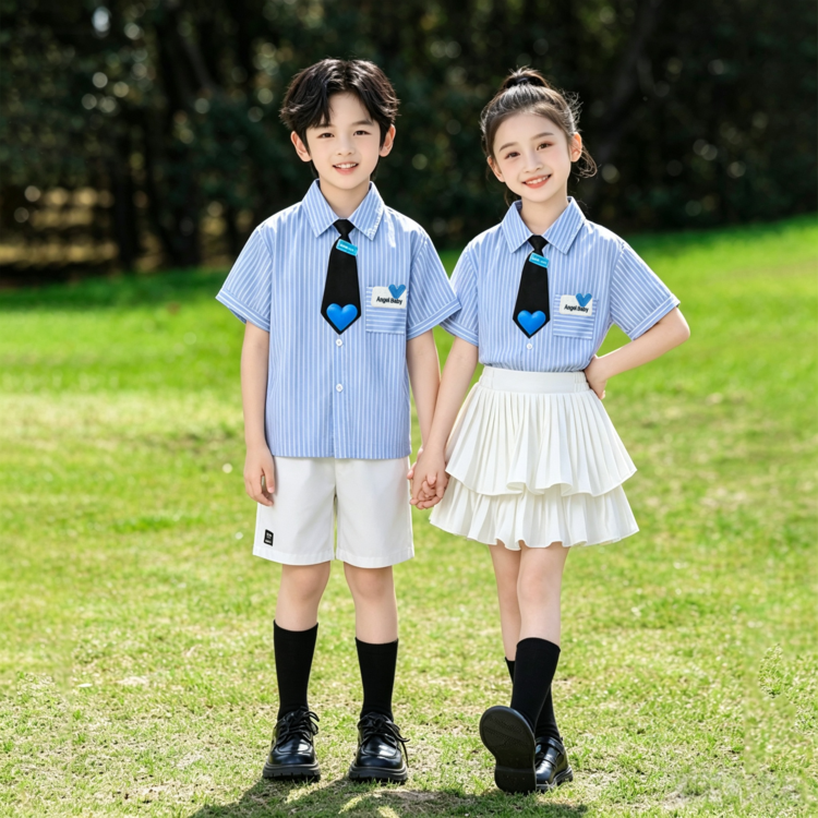 夏季透气儿童学院风校服套装