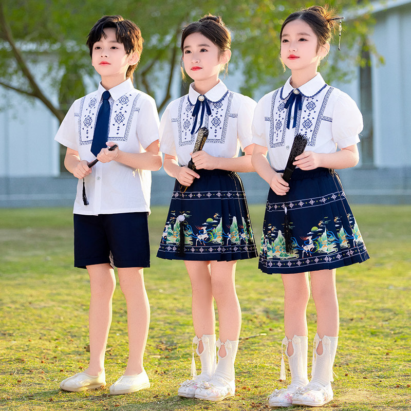 六一毕业照表演服装幼儿园夏季园服中国风小学生运动会演出服校服