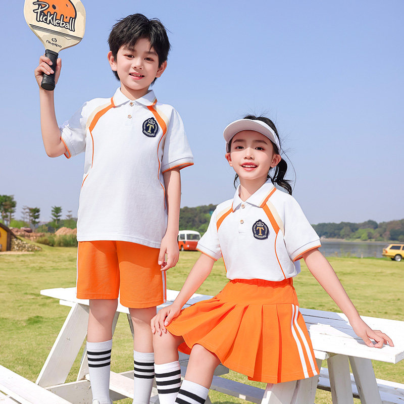 女装幼儿园园服夏装儿童班服小学生校服短袖套装运动学院风表演服