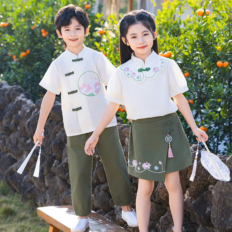 幼儿园六一演出服中式国学风唐装汉服小学生夏季学院风毕业照班服