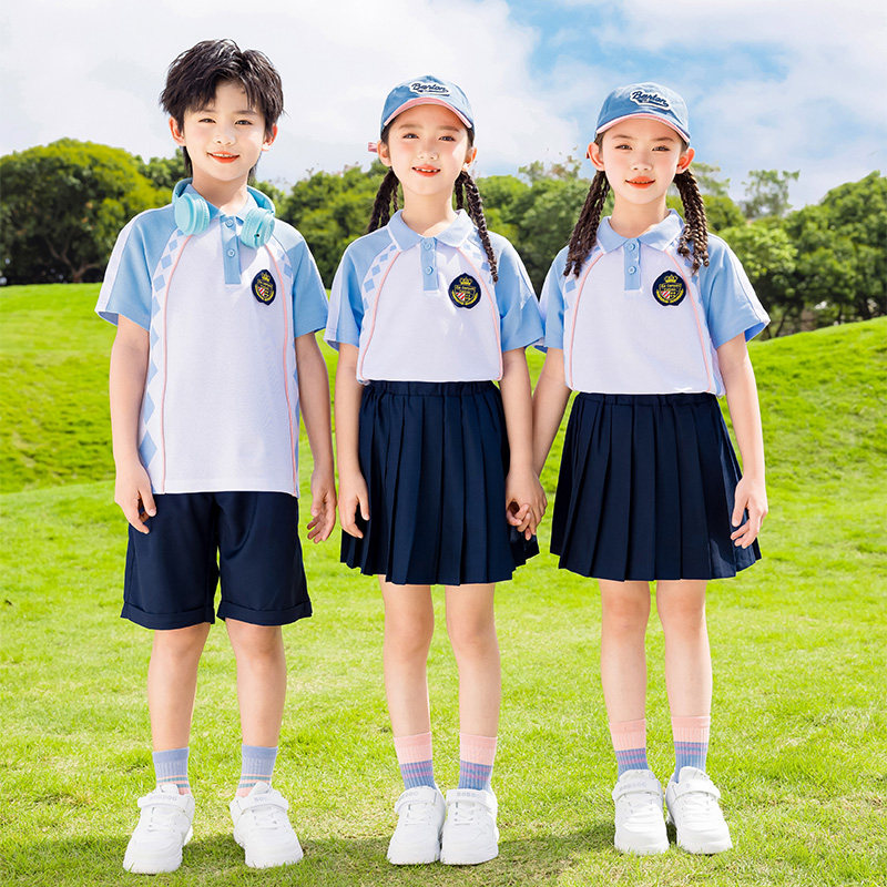 中小学生校服夏季英伦学院风短袖T恤运动会两件套套装幼儿园园服