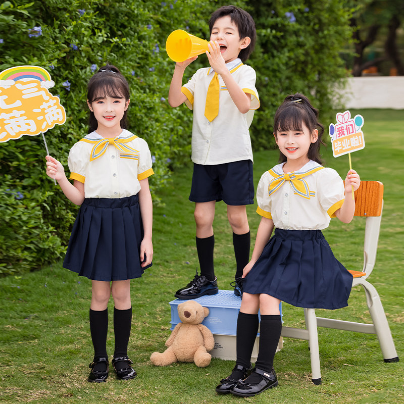 小学生校服大全学院班服幼儿园毕业照园服英伦风夏季纯棉套装定制图片