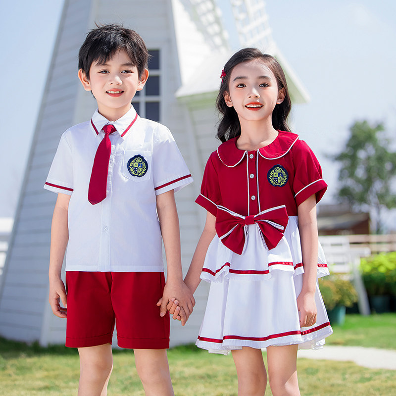 小学生校服夏季短袖套装儿童班服一年级订制英伦学院风幼儿园园服