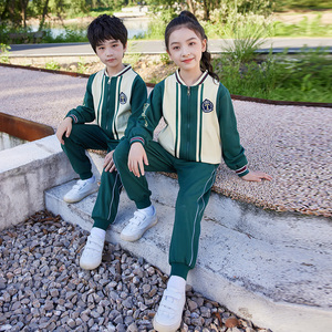 学院风校服套装秋季运动会班服新款儿童绿色棒球服幼儿园园服定制