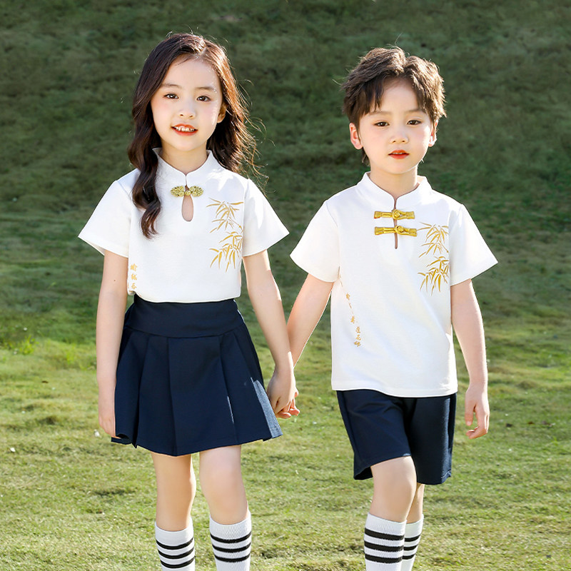 幼儿园园服夏季中国风小学生班服套装六一儿童毕业拍照合唱演出服