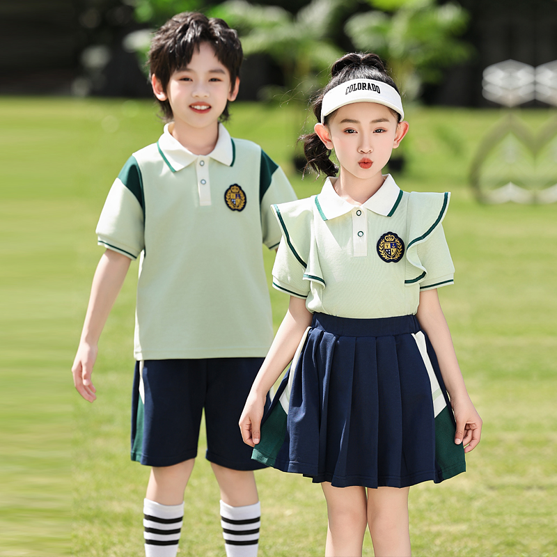 幼儿园园服夏季毕业照纯棉套装小学生夏天校服六年级短袖儿童班服