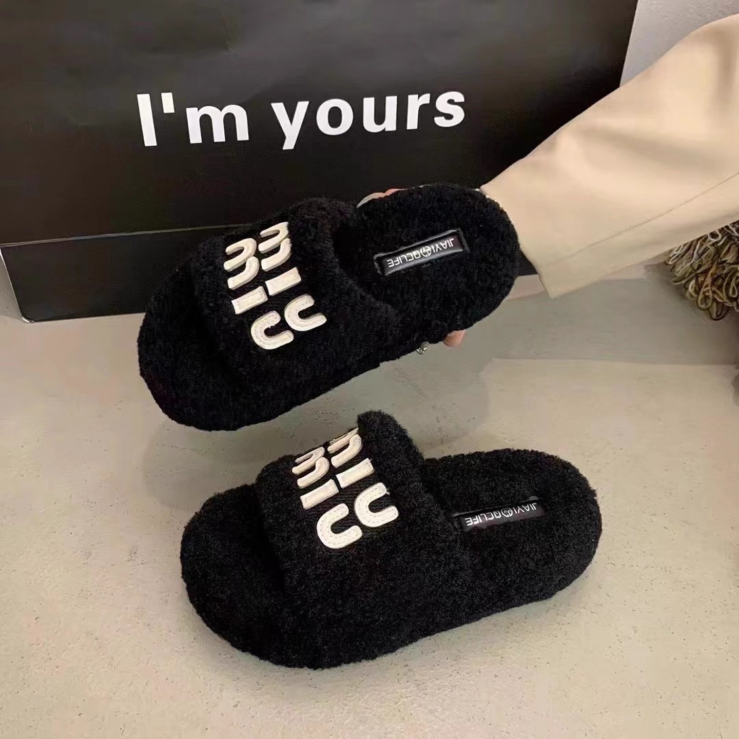 JY毛毛拖鞋外穿时尚软底RZ羊羔毛