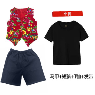 六一儿童东北大花布演出服串烧歌曲舞蹈叫一声二奶奶表演服装