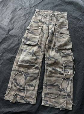 秋冬迷彩宽松百搭廓形口袋工装裤