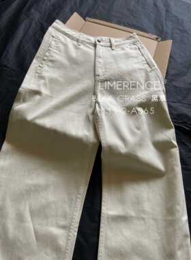 时髦复古早秋通勤百搭直筒弯刀牛仔裤