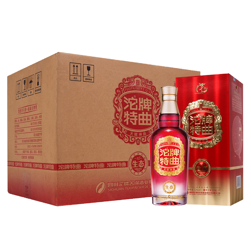 沱牌生態(tài)特曲酒52度500ml*6瓶整箱裝濃香型高度白酒宴喜酒三張