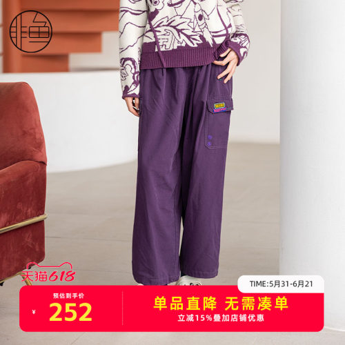 nononfish/非鱼2024冬季新款工装休闲裤时尚百搭休闲裤子刺绣长裤