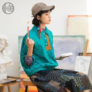 非鱼轻薄羽绒服秋季新款七分袖套头羽绒上衣时尚减龄百搭外套Q