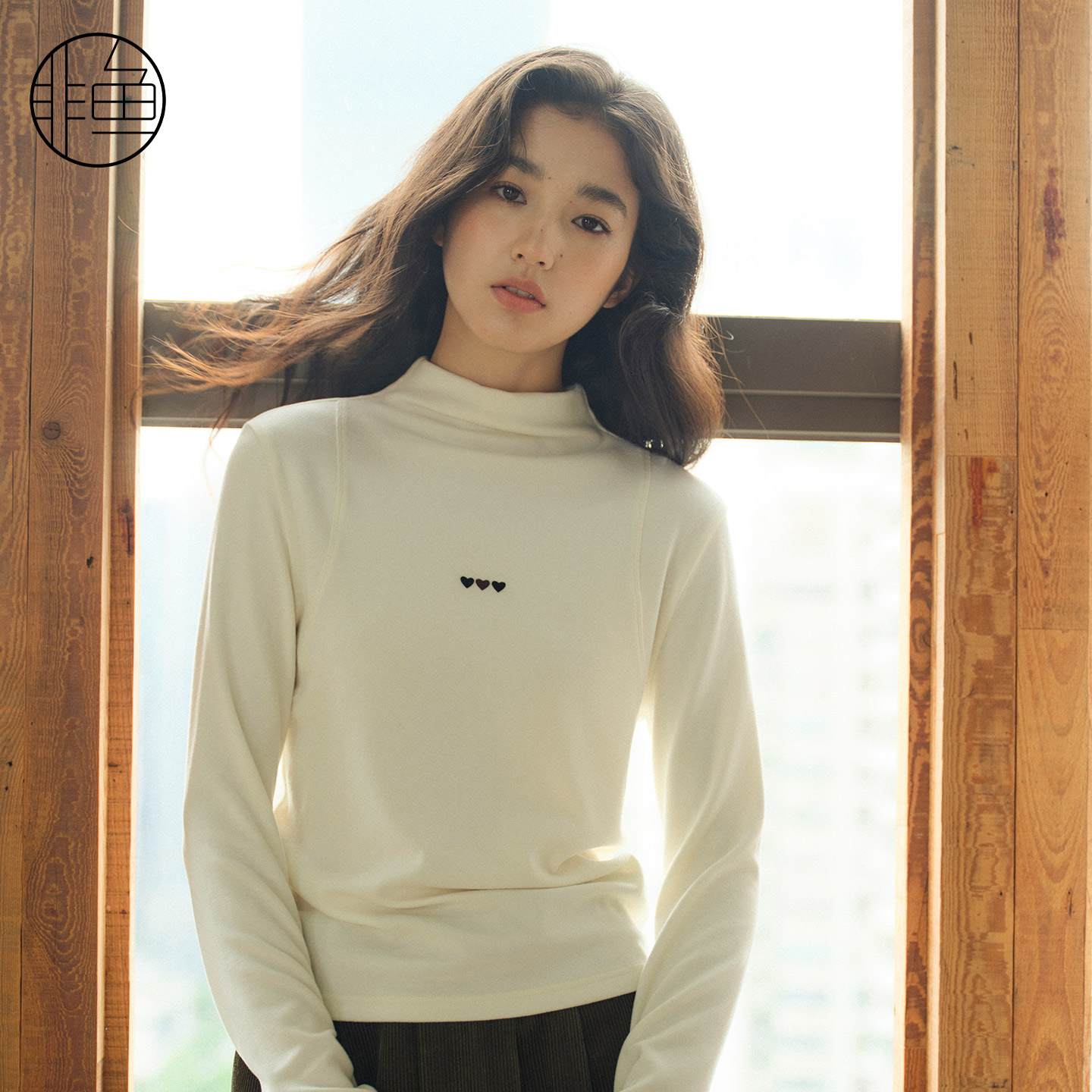 半高领显瘦针织衫女印花单穿打底