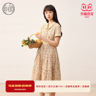 非鱼25春季女装连衣裙新款文艺小清新碎花连衣裙气质显瘦裙子