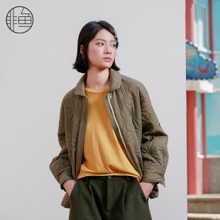 非鱼2023秋冬新款 上衣 绗线棉服休闲帅气棉衣百搭简约女装